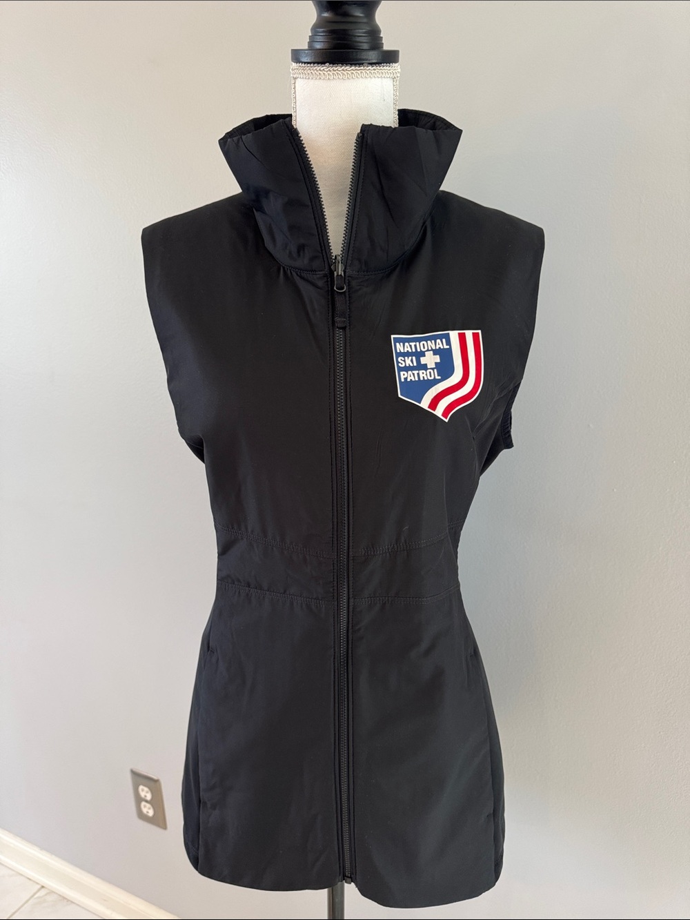 New - Black Ski Patrol Shell Vest with Stand Collar and Zip